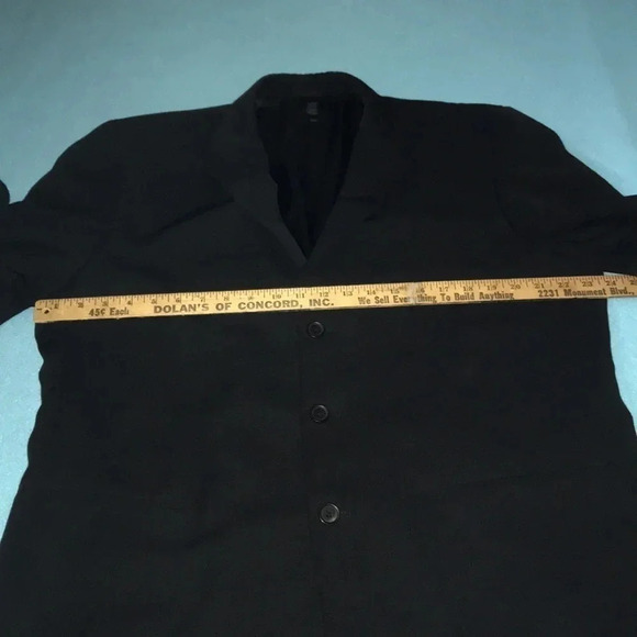 CLAIBORNE suit blazer jacket black formal 3 button flower buttonhole size 44L - Picture 10 of 12